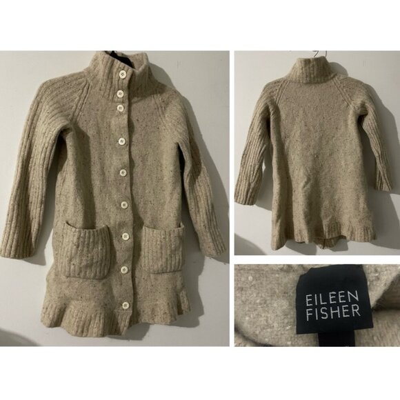 Eileen Fisher Lambswool Blend Longline Button Down Cardigan Sweater - 22519 - Picture 1 of 11